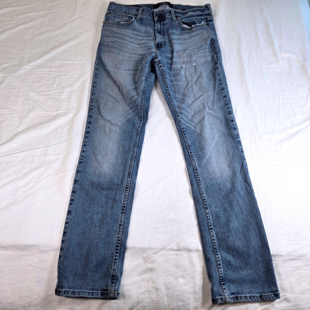 Hollister Men's Slim Straight Blue Jeans 32x32‎ Epic Flex Thrashed Distressed